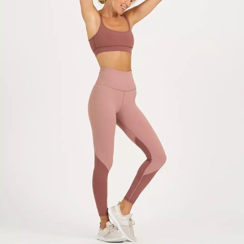 Vuori Colorblock Studio Legging Women's Small Light Terra Cotta High Rise *flaws